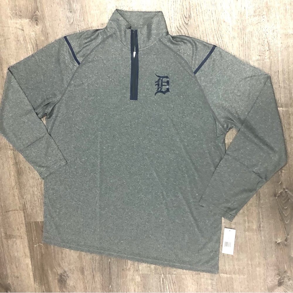 Detroit Tigers Gray Quarter-Zip Pullover with Logo - Picture 2 of 3
